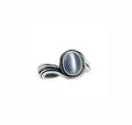 a ring in flowing silver that resembles an ocean cove set with an oval cat's eye moonstone cabochon by Michelle Hoting created using mitsuro hikime