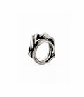 a sterling silver ring created to resemble undulating curling wave by jewelry artist Michelle Hoting using the Mitsuro Hikime technique