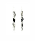 sterling silver earrings with a sculptural twist  pattern hand fabricated by jewelry artist Michelle Hoting using the Mitsuro Hikime technique