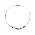 a necklace with a undulating wave like sculptural detail made by contemporary craft jeweler michelle hoting using the mitsuro hikime art form